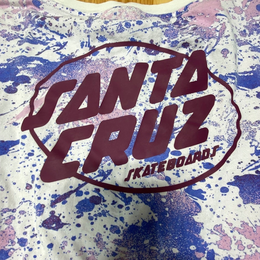 Santa Cruz Women's Splatter Logo‎ Long Sleeve Tee Purple Blue Size M